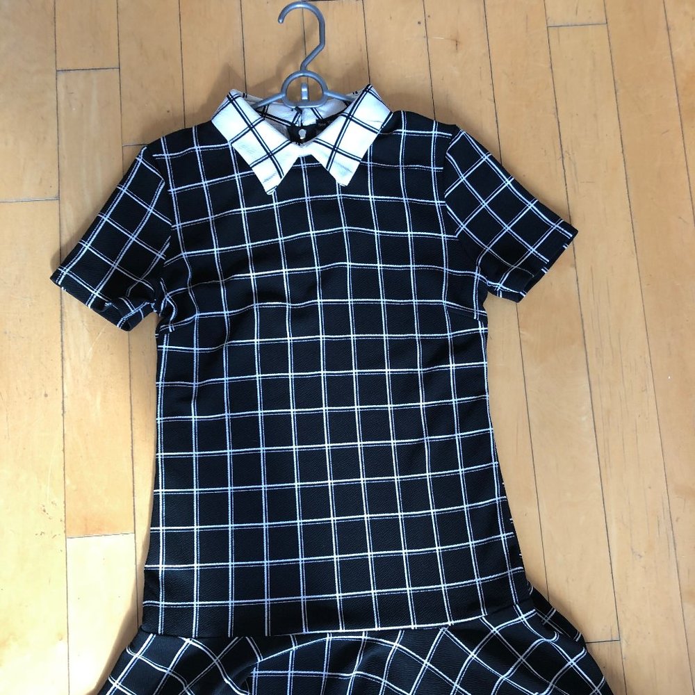 See You Monday Navy Plaid Dress w/ collar PLAID